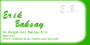 erik baksay business card